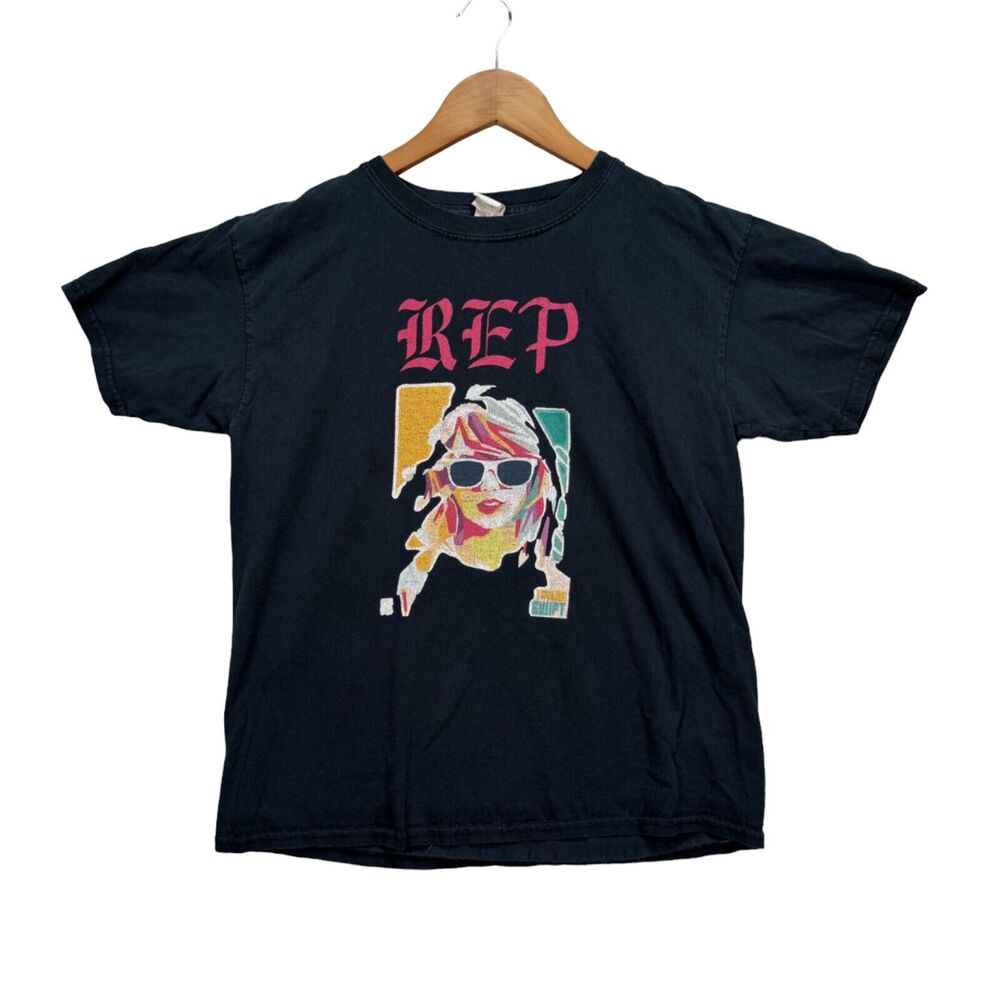 VTG Taylor Swift REP Black Youth Girl Boy Kids The Eras T-Shirt sz L